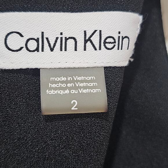 Calvin Klein Black Sheath Dress Sheer Bell Sleeves Size 2 - Picture 6 of 9